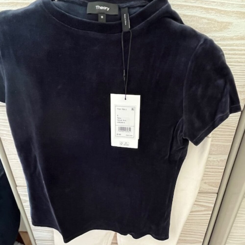 Theory blue velvet tee, S, NWT